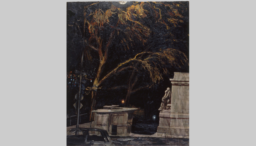 1987, oil on shaped canvas, 72 x 61 in. (Collection: William F. Cornell)