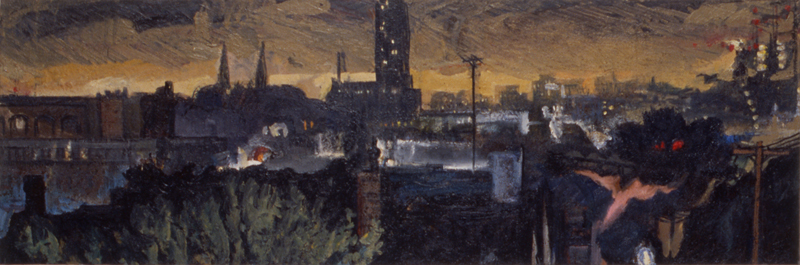 1986, oil on canvas, 24 x 72 in. (Collection: William F. Cornell)