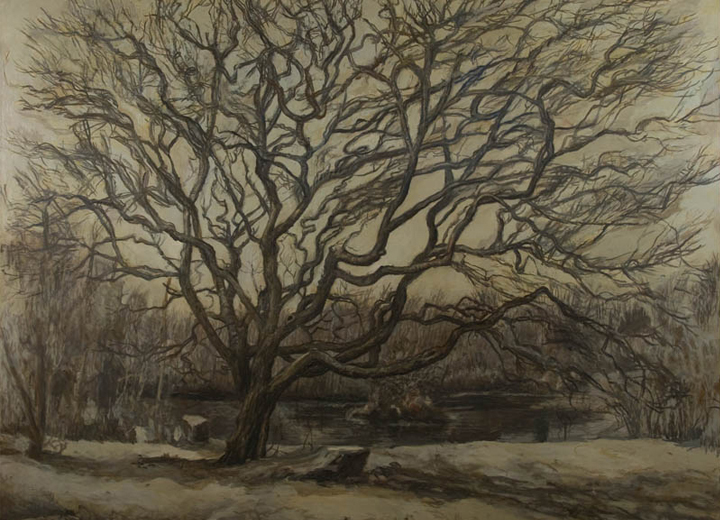 Tree and Pond, 1992, oil on canvas, 72 x 95 ½ in.
