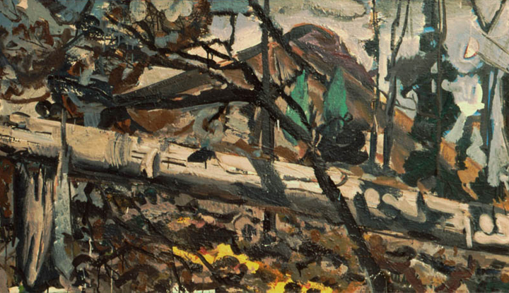 Fallen Tree, 1980, oil on canvas, 33 x 57 in., collection: Private