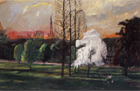 Boy in the Park, 1987, oil on canvas, 55 x 85 in., collection: Mr. and Mrs. Ward Mooney