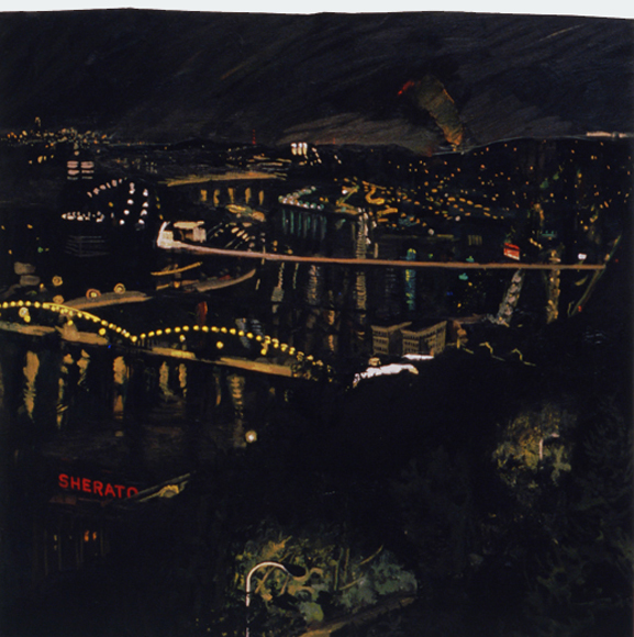 Monongahela River, 1988, oil on canvas, 64 x 64 in., collection: Bayer Corporation