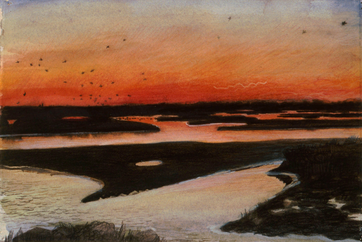Allens Pond, 1992, watercolor and colored pencil, 8 x 12 in.