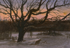 Tree and Pond (Sunset), 1992, watercolor and colored pencil, 9 x 14 in., collection: Bettie L. Nelson