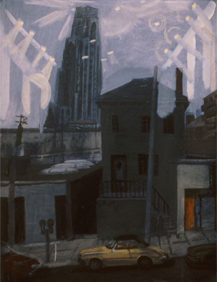 View from the Gallery, 1983, oil on canvas, 45 x 31 in., collection: Private