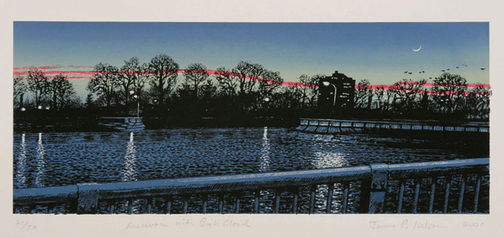 Reservoir with Pink Cloud (21/50), 2005, silkscreen, 15 x 25 in.