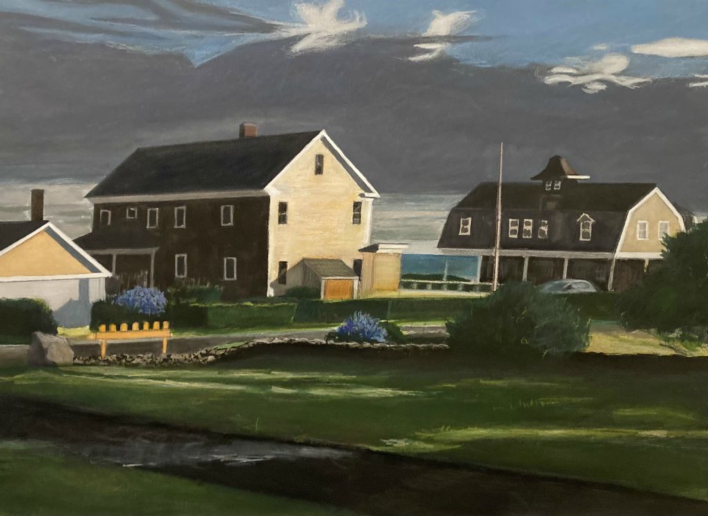 'View from Prospect Ave', 2022, watercolor, gouache and colored pencil